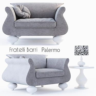 Italian Chic Armchair Set 3D model image 1 