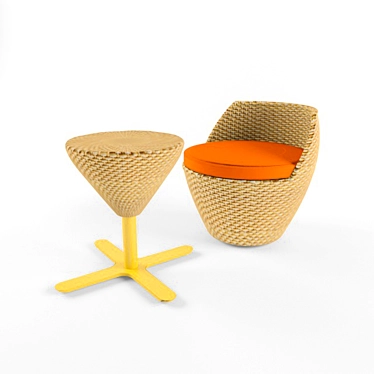 Elegant Rattan Seating Set 3D model image 1 