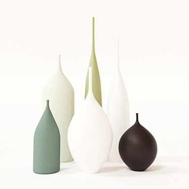 Elegant Porcelain Vessels 3D model image 1 