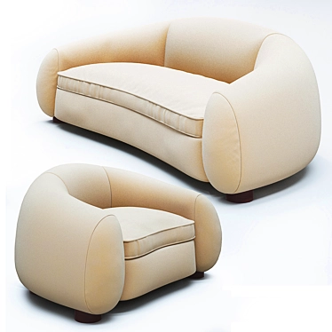 Jean Royere Sofa, Armchair Set with Stunning Design 3D model image 1 