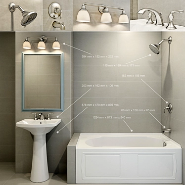 Luxury Bathroom Plumbing Set 3D model image 1 