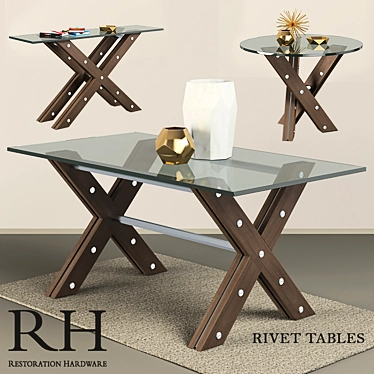 Title: Rivet Tables Set & Decor 3D model image 1 