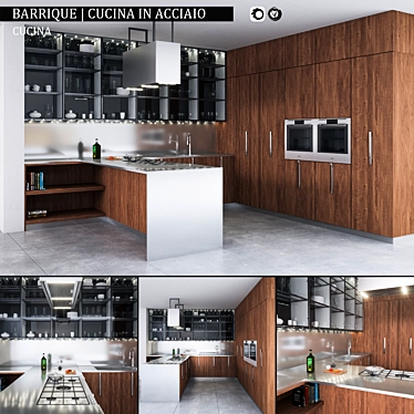 Rustic Steel Kitchen Barrique 3D model image 1 