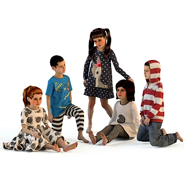 Title: Diverse Children Set (5 Kids) 3D model image 1 