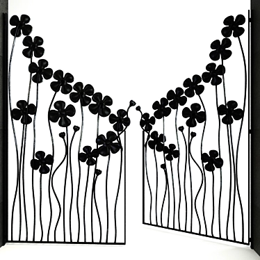 Floral Metal Door Gate 3D model image 1 