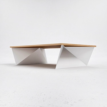 Elegant Oak & Steel Coffee Table 3D model image 1 
