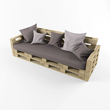 Pallet Sofa: Cushioned Comfort 3D model image 1 