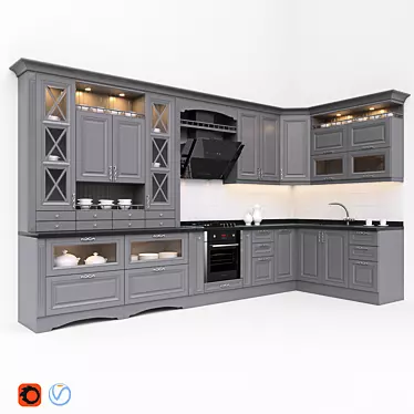 Sleek Modern Kitchen Ensemble 3D model image 1 