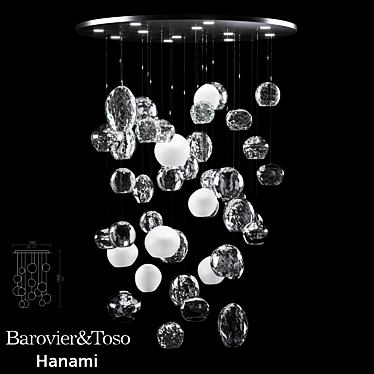 Hanami Glass Pendant Light - Exquisite Elegance 3D model image 1 