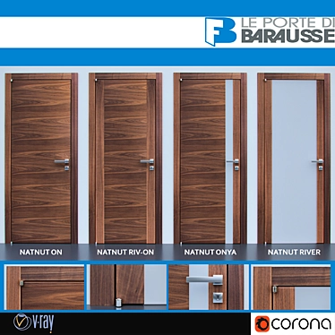 Elegant Barausse Walnut Doors 3D model image 1 