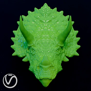 Dino Head Plaster Sculpture 3D model image 1 