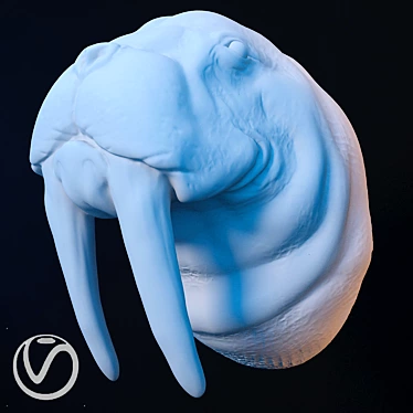 Walrus Head Sculpture 3D model image 1 