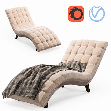 Elegant Sandstone Chaise Lounge 3D model image 1 