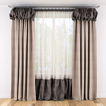 Linen Curtain with Lantern Decor 3D model image 1 
