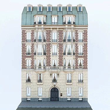 French Building Facade 3D model image 1 