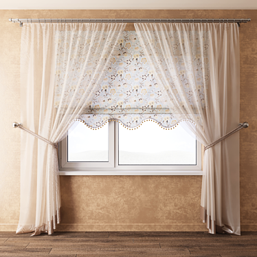 Provence Elegance Curtains 3D model image 1 