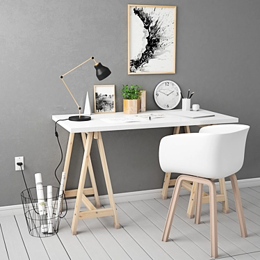 Modern Home Office Set 3D model image 1 