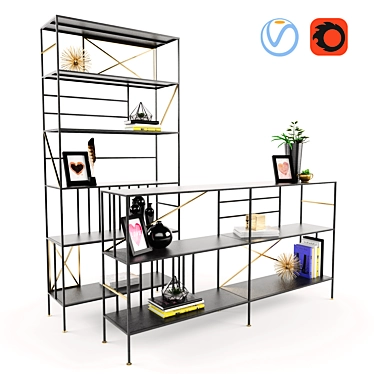 Modern Prairie Bookcase Set by Sauder Boutique 3D model image 1 