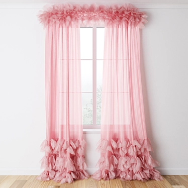 Princess Pink Air Tulle Curtain 3D model image 1 