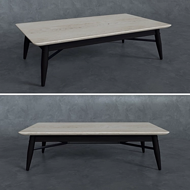 HENDRIX Coffee Table: Natural Wood & Metal 3D model image 1 