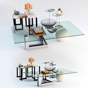 Sattelan Italia Coffee Tables Set: Levante, Gliss, Kitan 3D model image 1 