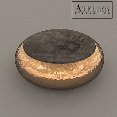 Stylish Velvet Metal Pouf 3D model image 1 