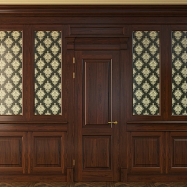 Elegant Wood Door Panels 3D model image 1 