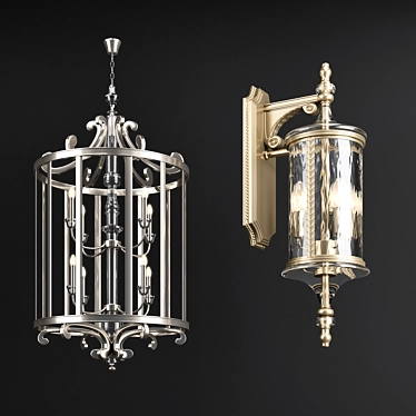 Glamour Rose Chandelier and Wall Lamp 3D model image 1 