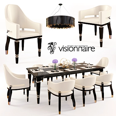 Visionnaire Windsor Table & Priscilla Chair Set 3D model image 1 