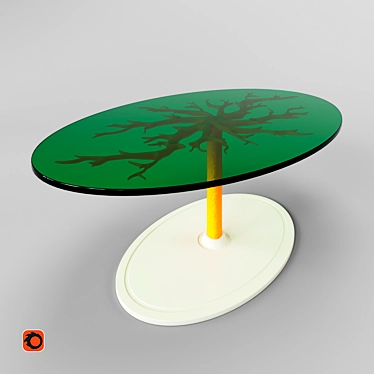 Oval Wood Coffee Table 3D model image 1 