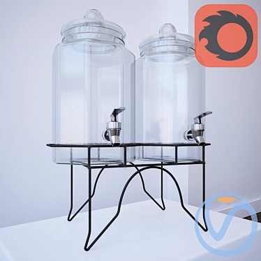 Sleek Water Dispenser with Efficient Render Options 3D model image 1 