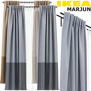 Modern Gray and Brown Curtain Set 3D model image 1 