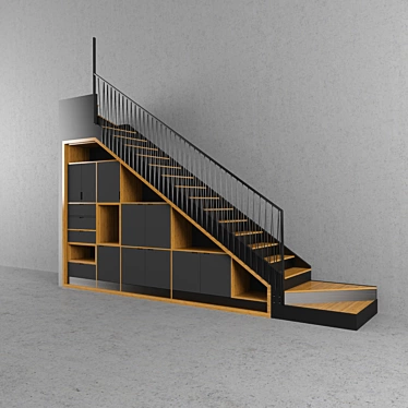 Sleek Steel Coffee Stairs 3D model image 1 