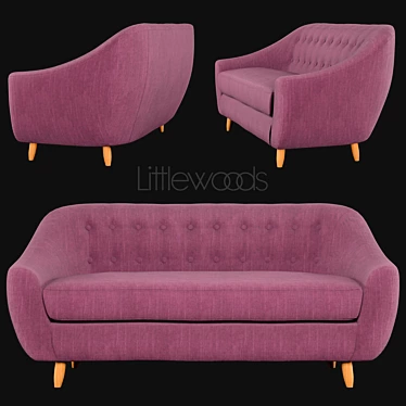 Claudia 3-Seater Fabric Sofa: Comfort meets style! 3D model image 1 