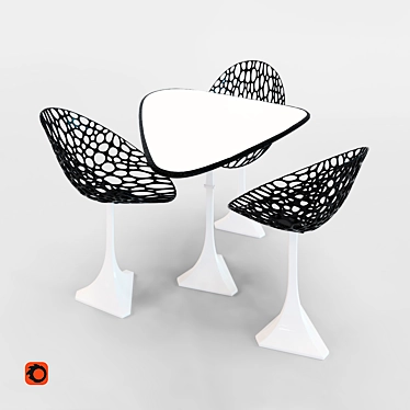 Minimalist Monochrome Table Set 3D model image 1 