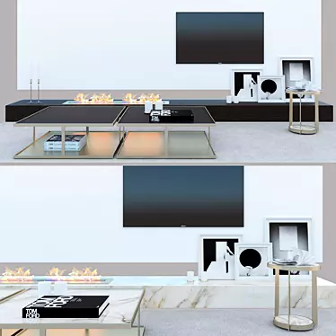 Elegant Electric Fireplace TV Wall 3D model image 1 