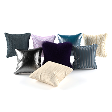 Luxury Pillow Set: Silk, Fur & Leather 3D model image 1 