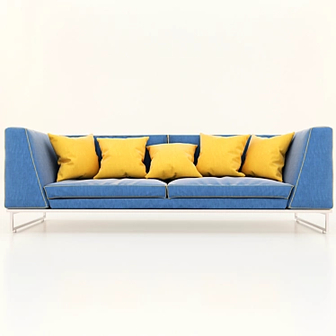 Vibrant Denim Sofa: Colorful Seating 3D model image 1 