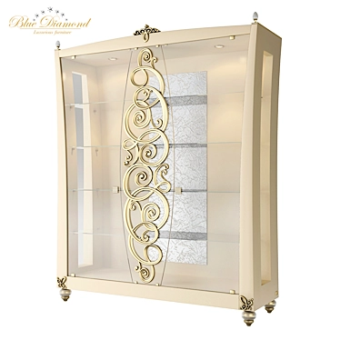 Elegant Diamond Blue Display Cabinet 3D model image 1 