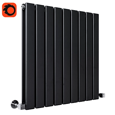 Milano Alpha Designer Radiator - Black Horizontal Slim Panel 3D model image 1 