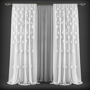 Elegant Window Drapes 3D model image 1 