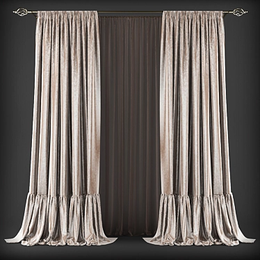 Elegant Window Drapes 3D model image 1 