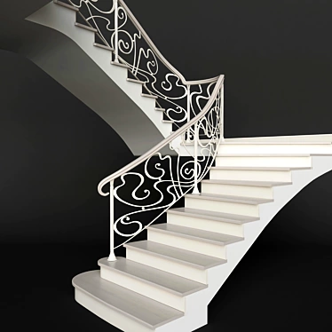 Elegant Wrought Iron Staircase 3D model image 1 