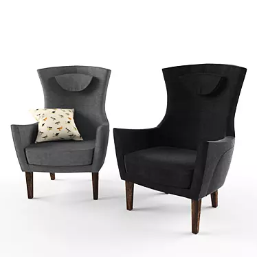 Stylish Stockholm High-Back Armchair 3D model image 1 