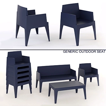 Sleek Outdoor Chair Set 3D model image 1 