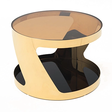 Luxurious Gold Steel and Glass Coffee Table 3D model image 1 