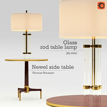 Sleek Glass Rod Lamp & Elegant Newel Side Table by Thomas Pheasant 3D model image 1 