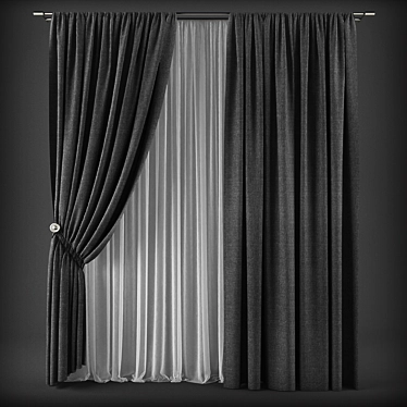 Elegant Window Drapes 3D model image 1 