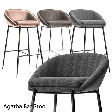 Elegant Agatha Bar Stool 3D model image 1 