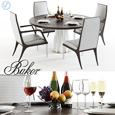 Elegant Baker Dining Set 3D model image 1 